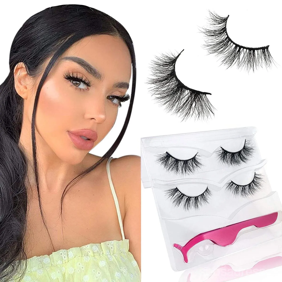 3D Mink Eyelashes, 4 Pairs Fake Eyelashes Natural Mink Lashes