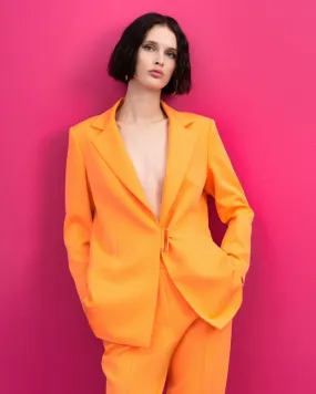 Access Neon Orange Blazer With Metallic Buckle Fastening