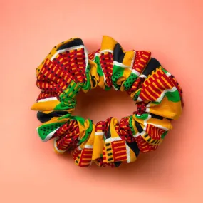 African print Scrunchie - Hair Accessories - Kente Green / yellow