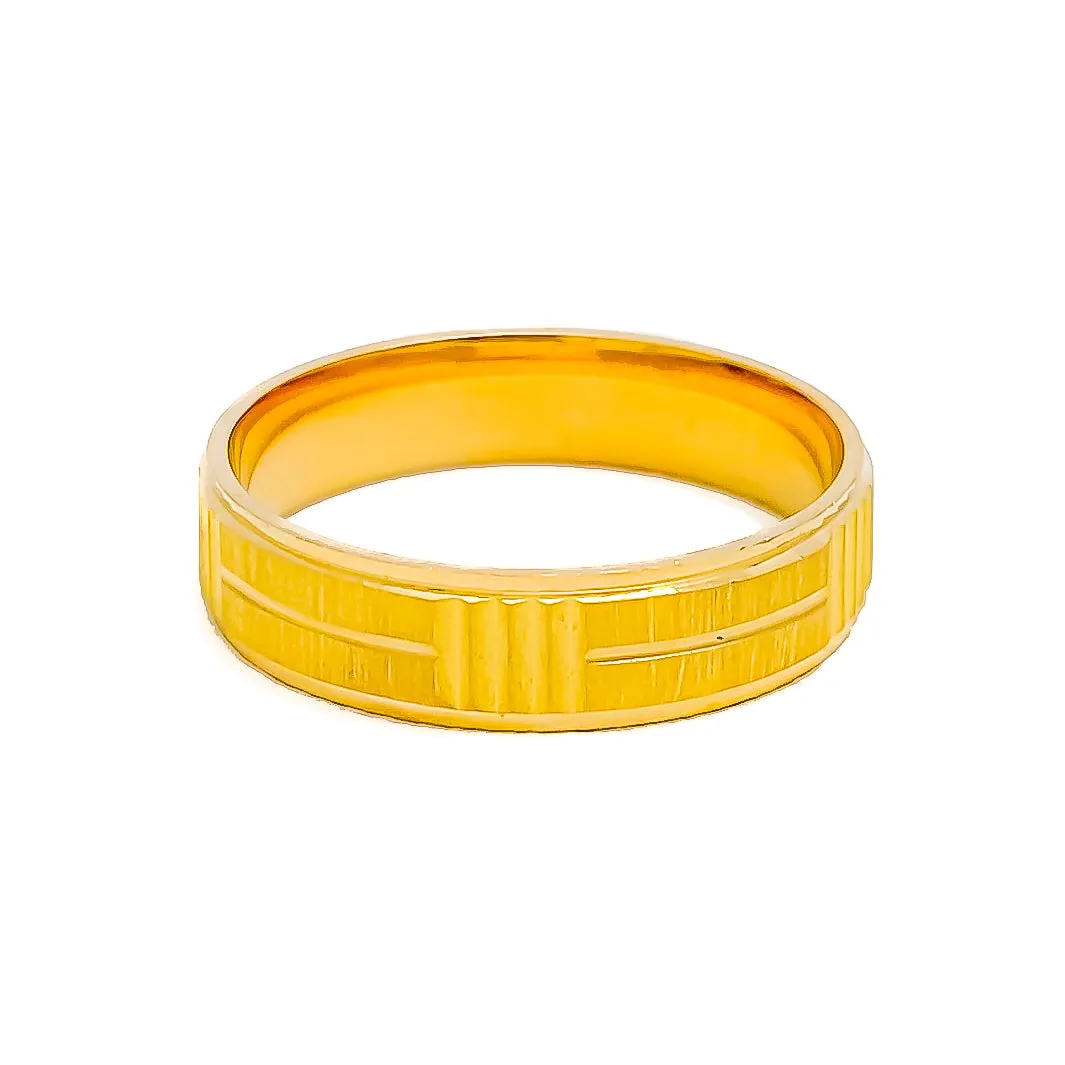 Alternating Striped 22k Gold Textured Band