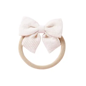 Baby Small Waffle Bow Headband — Ivory