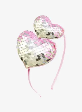 Bari Lynn Sequin Heart in Pastel Rainbow