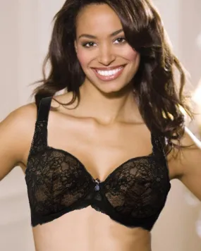 Black & Brown Embroidered Net Bra - Single Padded Underwired Bra