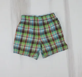 CARTERS GREEN PLAID SHORTS 12M EUC