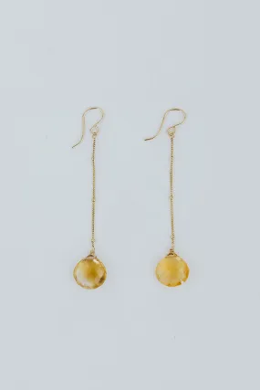 Drop Satellite Chain Earrings - Citrine