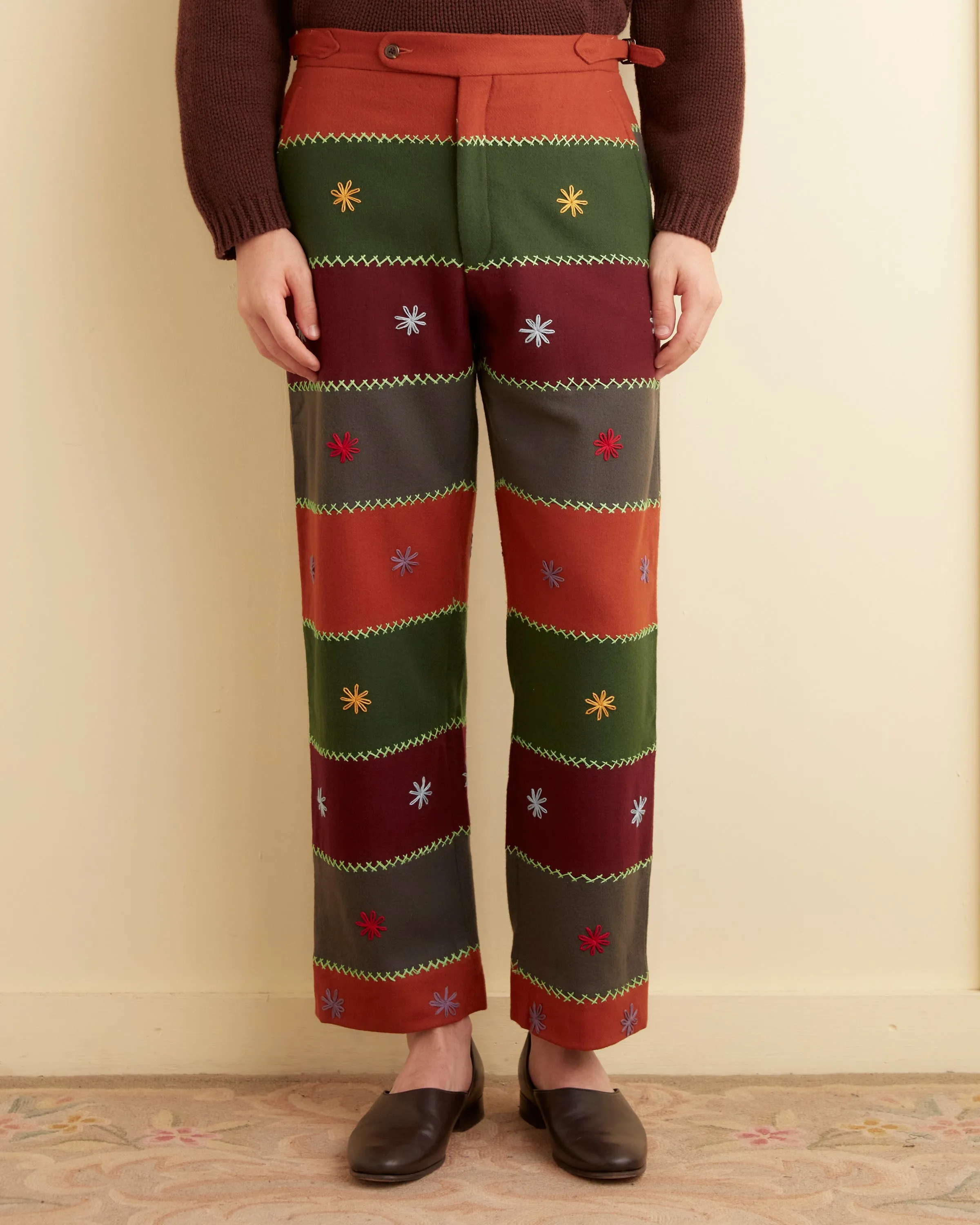 Embroidered Autumn Quilt Trousers