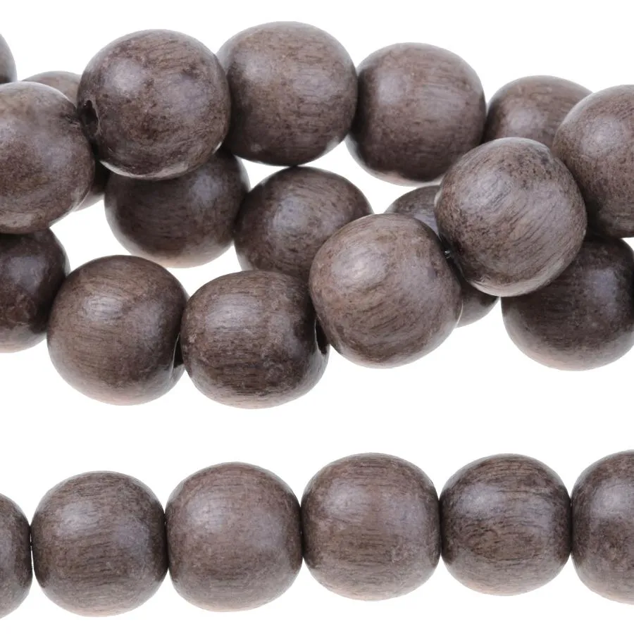 Gray Wood 10mm Round - 15-16 Inch