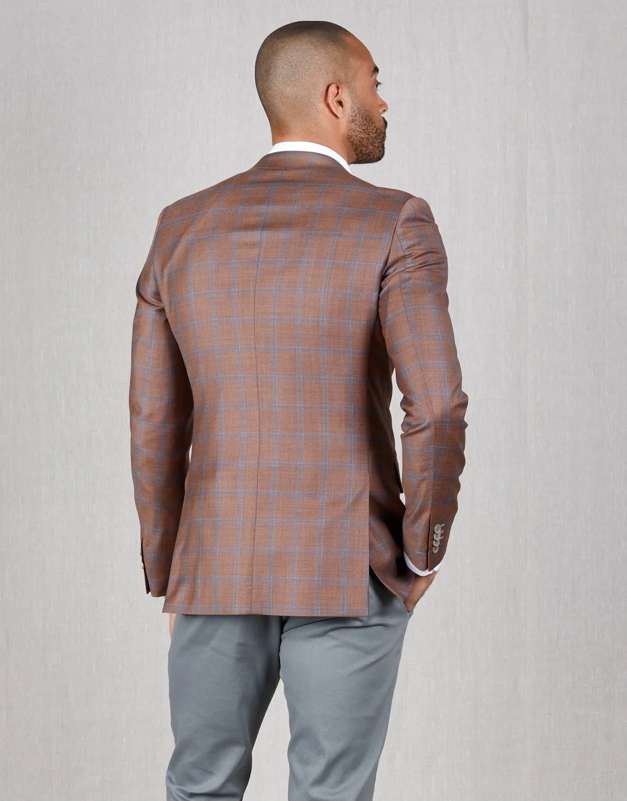 Hawker Brick Orange & Blue Check Blazer