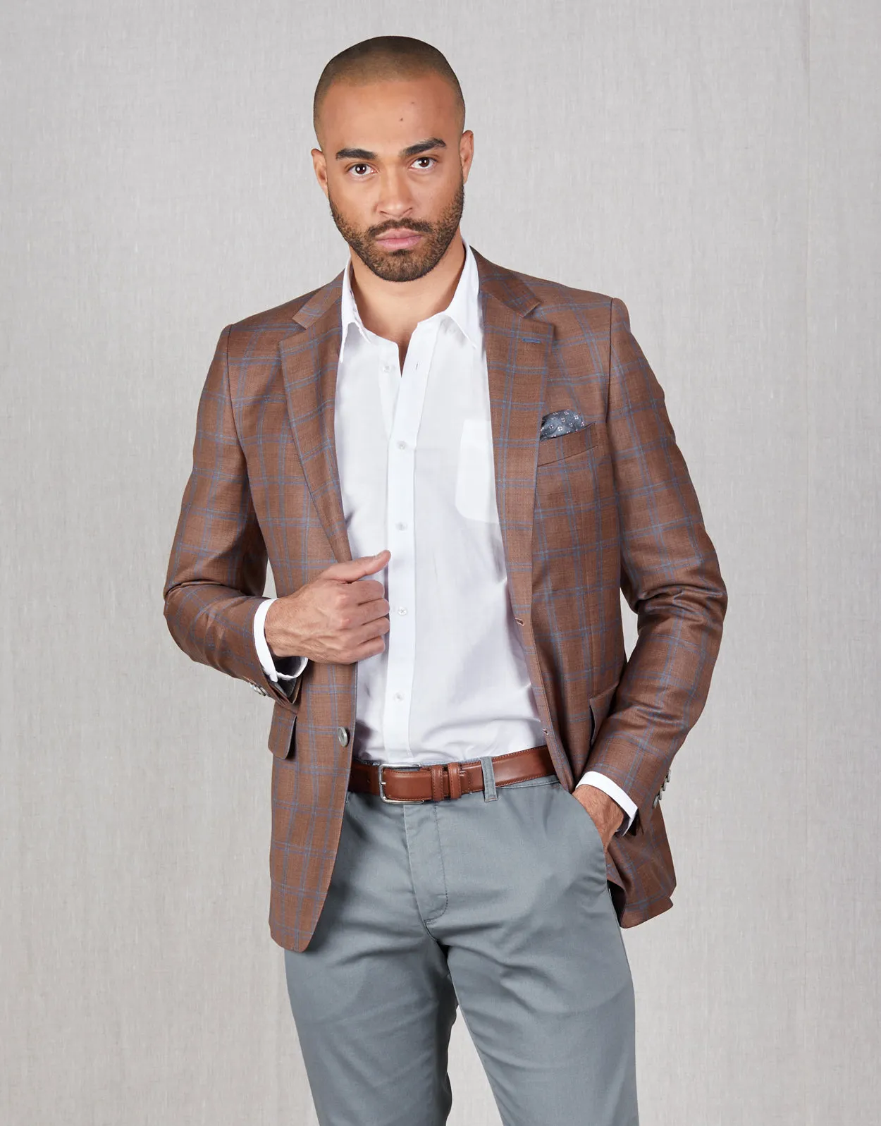 Hawker Brick Orange & Blue Check Blazer