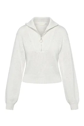 Lisbon Quarter Zip Sweater - White