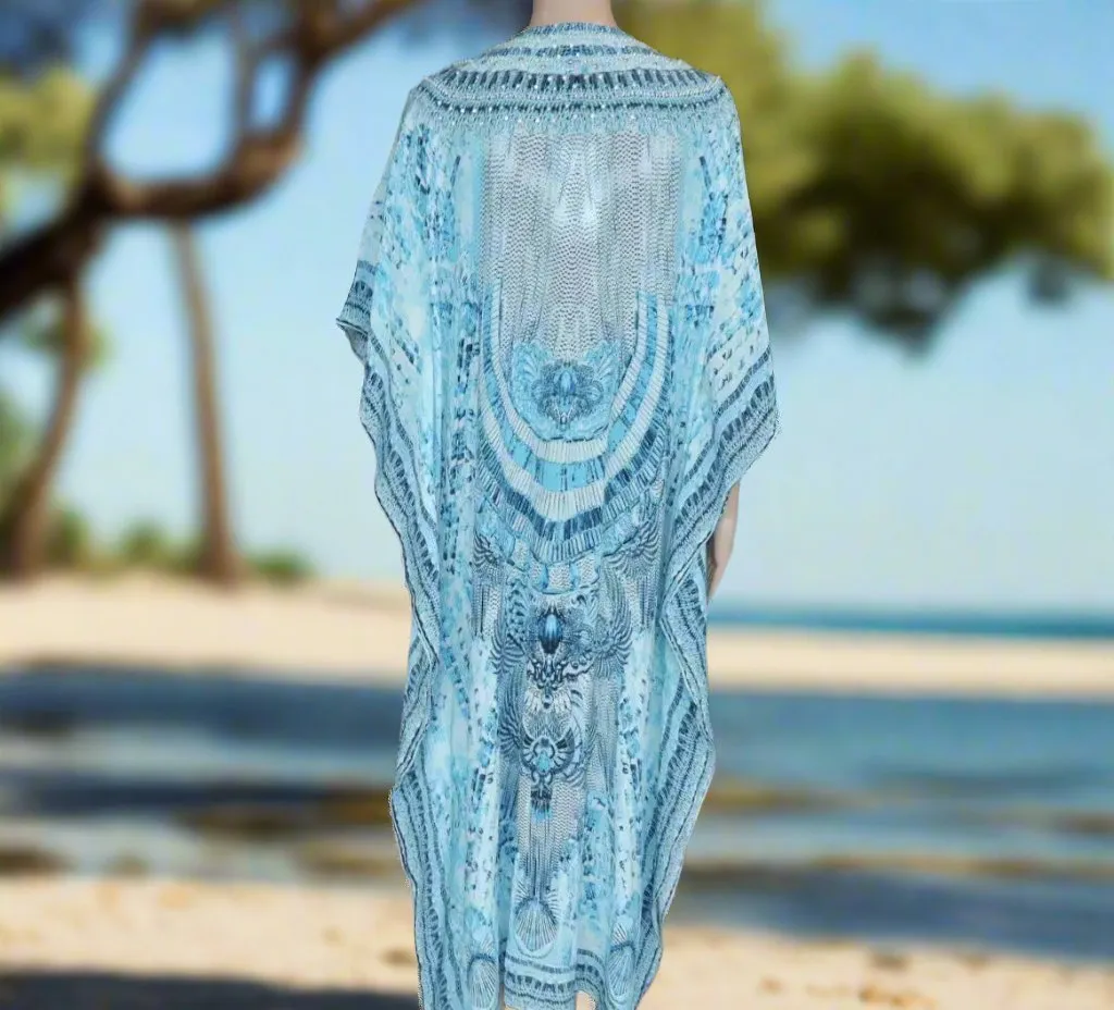 Long Silk Embellished Kaftan - egyptian