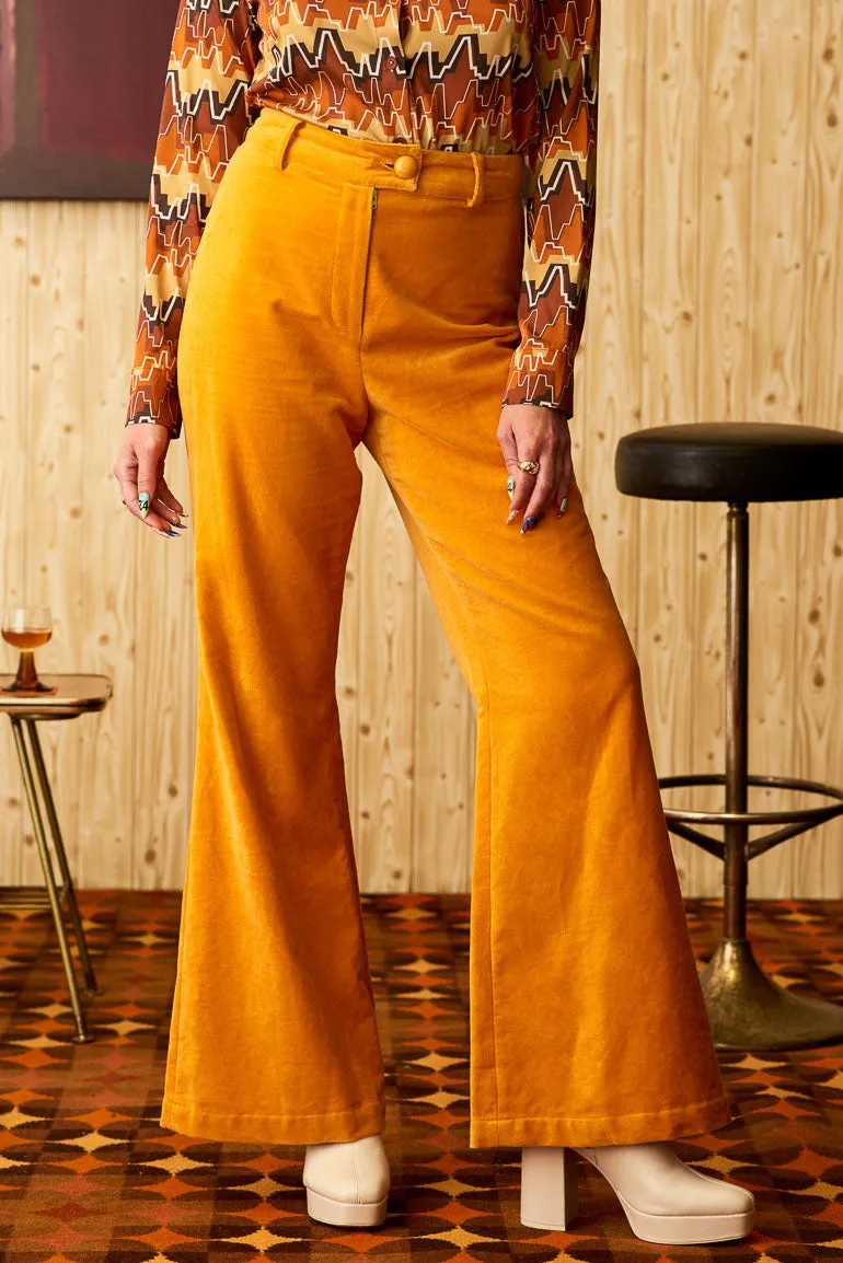 Moonage Daydream Orange Velvet Trousers