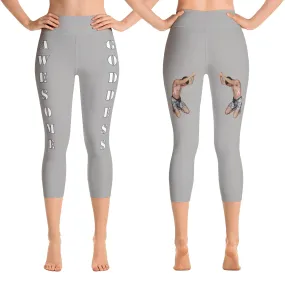 Our best viral leggings gray awesome goddess white letters