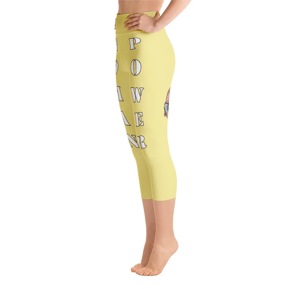 Our best viral leggings pale yellow woman power white letters