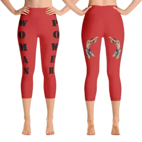 Our best viral leggings red woman power black letters