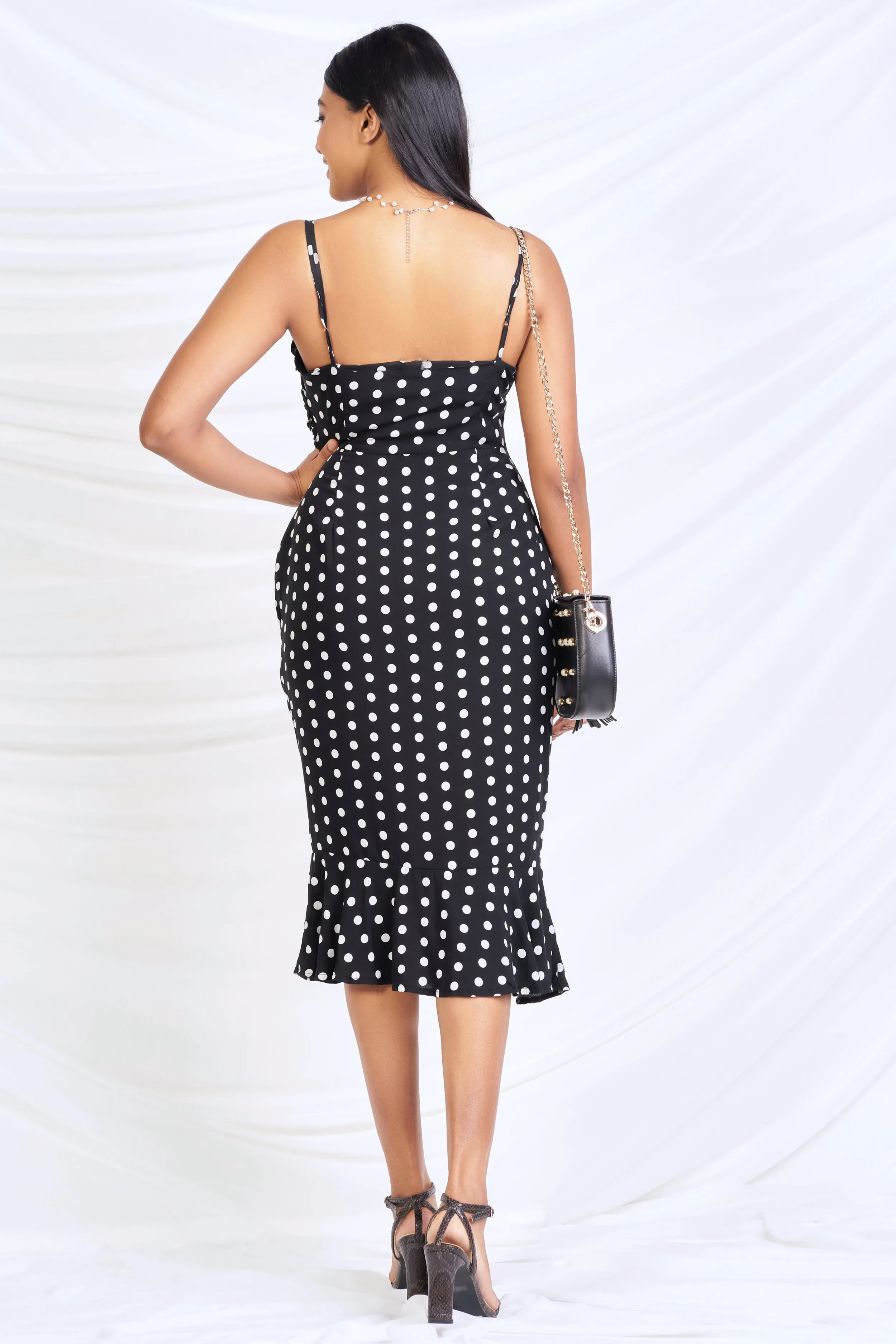 Polka Dot Midi Dress - Slim fit