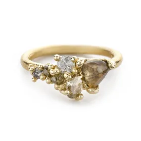 Raw Champagne Diamond Tumbling Cluster Ring