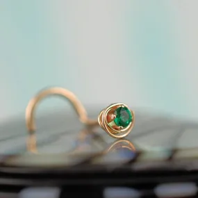 Tangled Emerald Nose Stud in Gold 2mm Stone